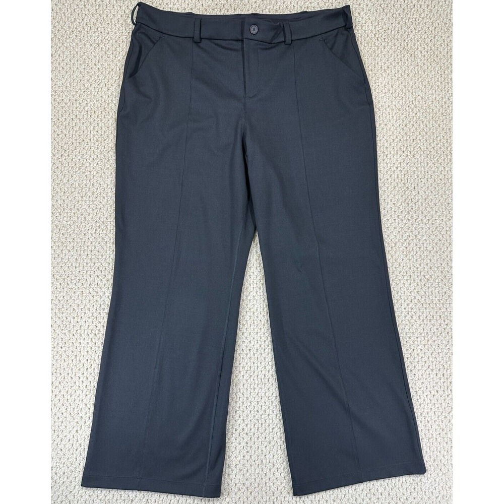 Duluth Trading Pants Womens 18 Reg Black High Waist Wide Leg Ponte Stretch 20931